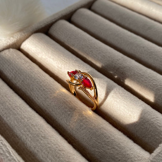 Elegant Gold Plated Ruby Stone Ring for Women
