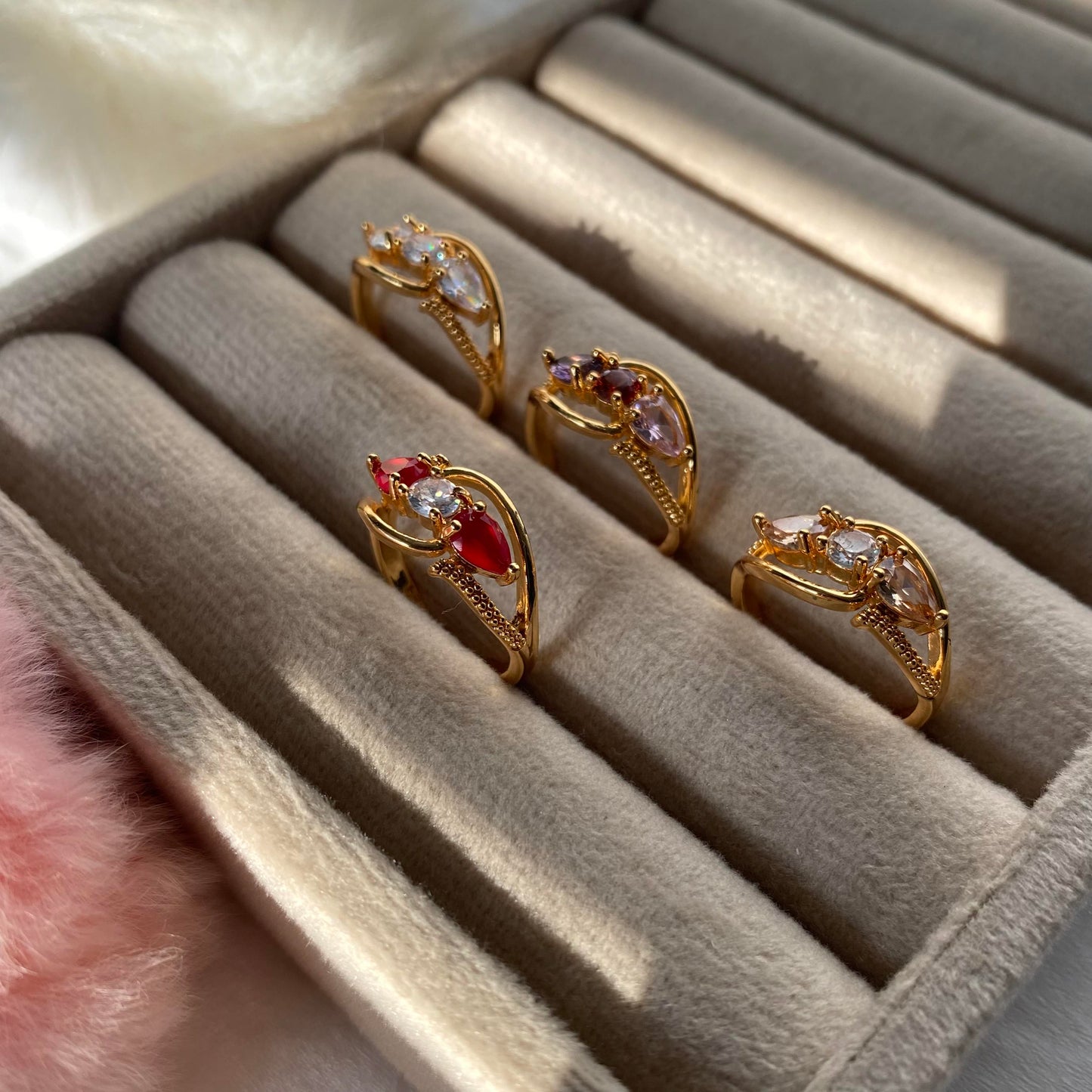 Elegant Gold Plated Ruby Stone Ring for Women