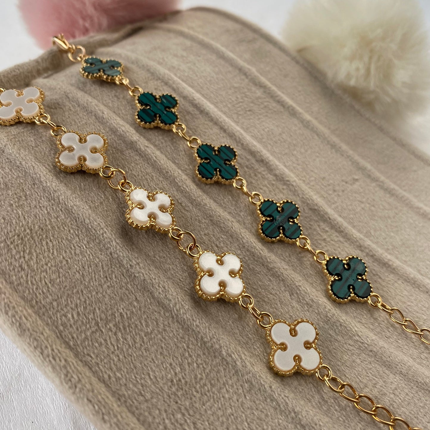 Gold Plated Four-Leaf Clover Bracelet for Women