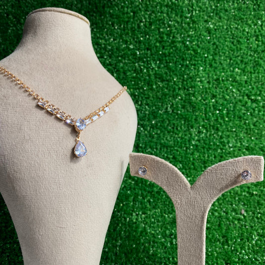 Luxury Crystal Floral Crystal Halo Pendant Jewelry Set