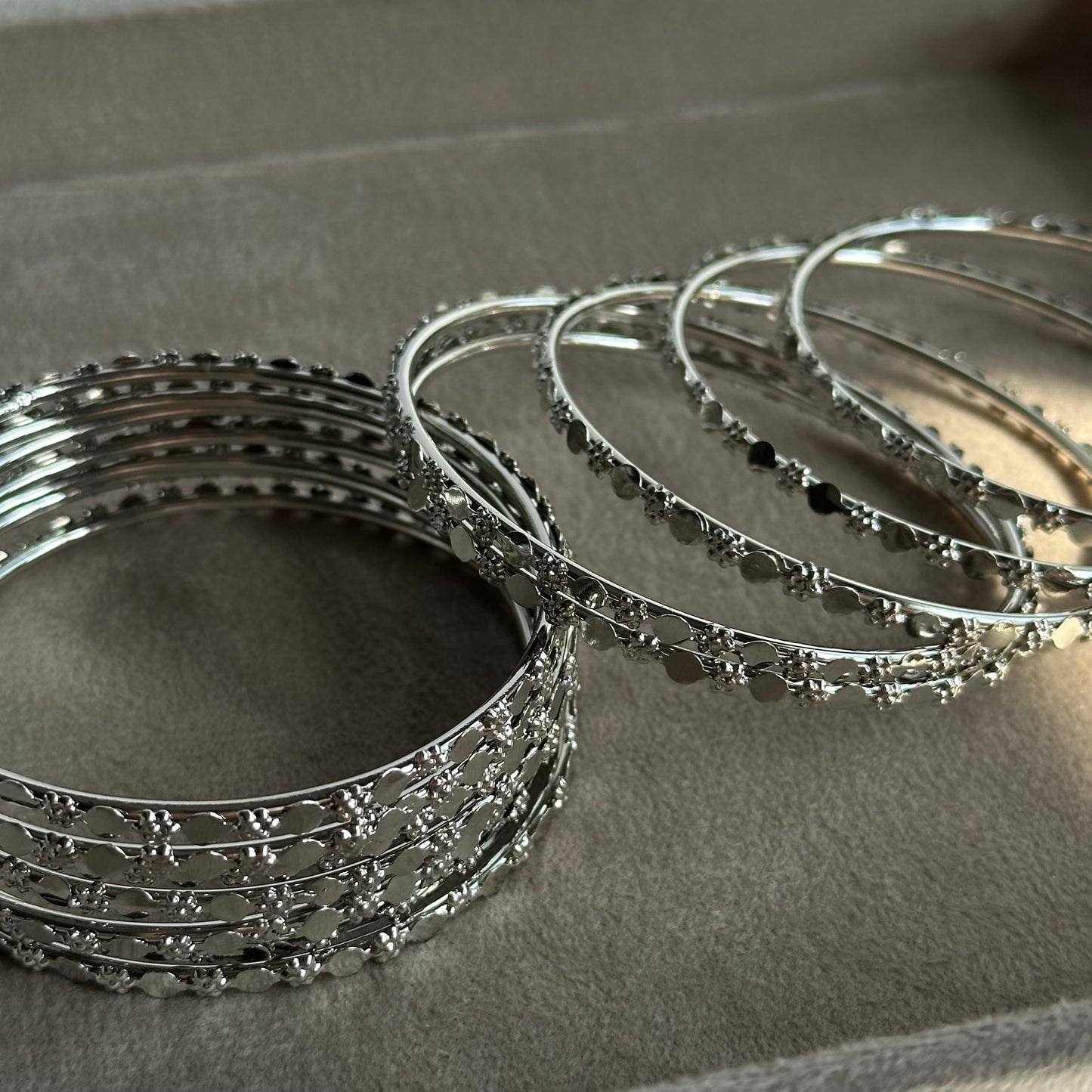 12-Piece Silver Filigree Detailed Churi Bangle Set