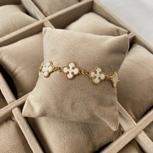 Gold Plated Four-Leaf Clover Bracelet for Women