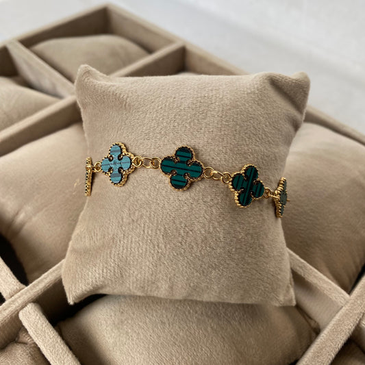 Gold Plated Four-Leaf Clover Bracelet for Women