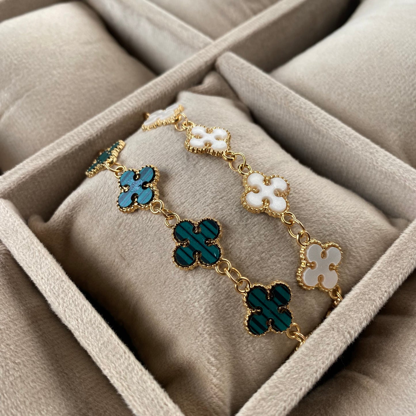 Gold Plated Four-Leaf Clover Bracelet for Women