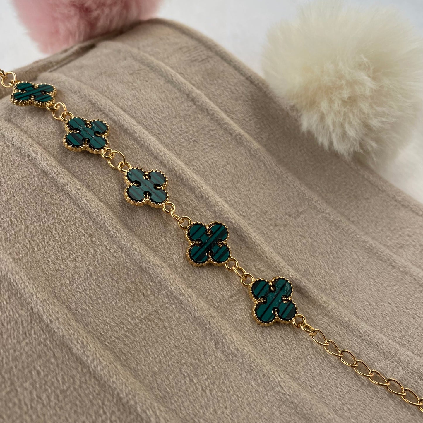 Gold Plated Four-Leaf Clover Bracelet for Women
