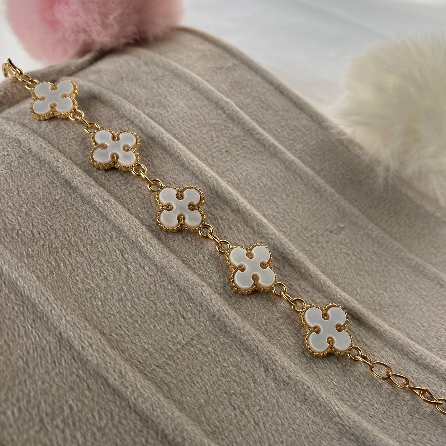 Gold Plated Four-Leaf Clover Bracelet for Women
