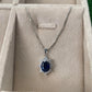 Royal Silver Plated Sapphire Blue Halo Necklace
