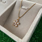Rose Gold Baguette Crystal Flower Necklace