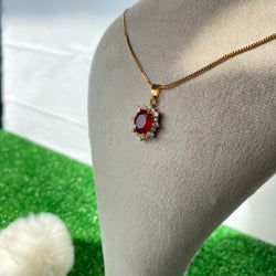 Royal Gold Plated Ruby Pendant Necklace