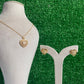Heart White Crystal Pendant Necklace And Earrings Set