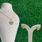 Heart Black Crystal Pendant Necklace And Earrings Set