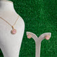 Luxury Rose Round Crystal Halo Pendant Necklace Set