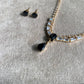 Luxury Onyx Floral Crystal Halo Pendant Jewelry Set