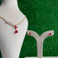 Luxury Ruby Floral Crystal Halo Pendant Jewelry Set