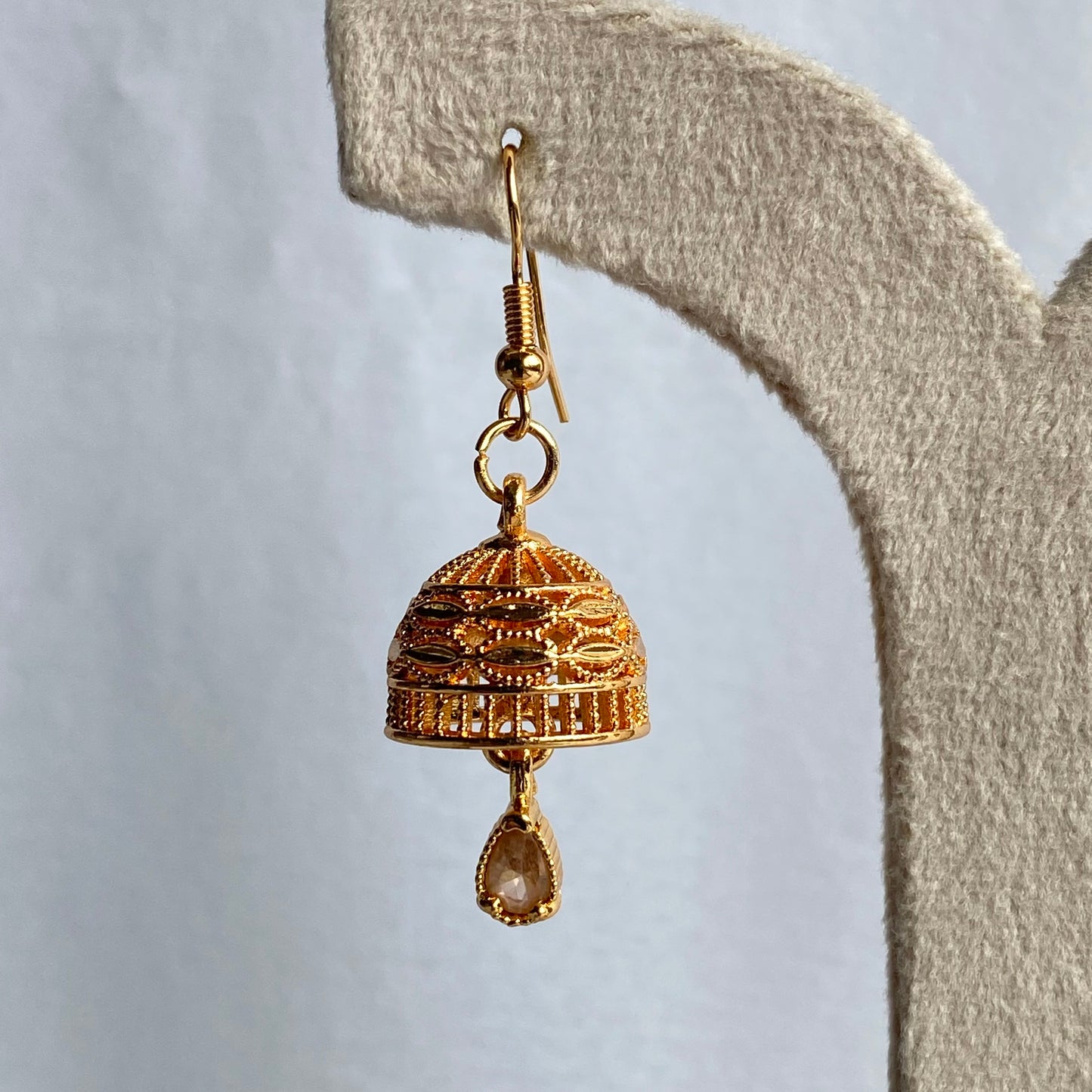 Traditional Filigree Jhumka With Crystal Drop