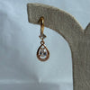 Gold Halo Teardrop Crystal Drop Earrings
