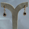 Gold Halo Teardrop Black Crystal Drop Earrings