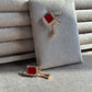 Ruby Square Stone Geometric Drop Earrings