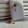 Ruby Square Stone Geometric Drop Earrings