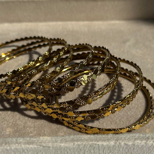 12-Piece Gold Embossed Traditional Churi Bangle Set