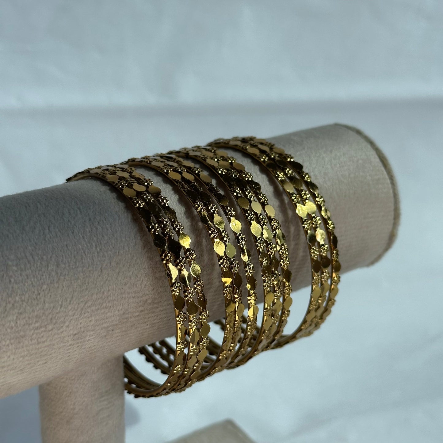 12-Piece Gold Embossed Traditional Churi Bangle Set
